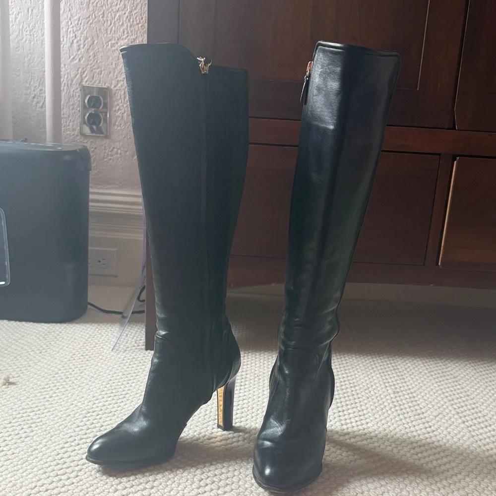 Salvatore Ferragamo Black Over-the-Knee Leather Boots